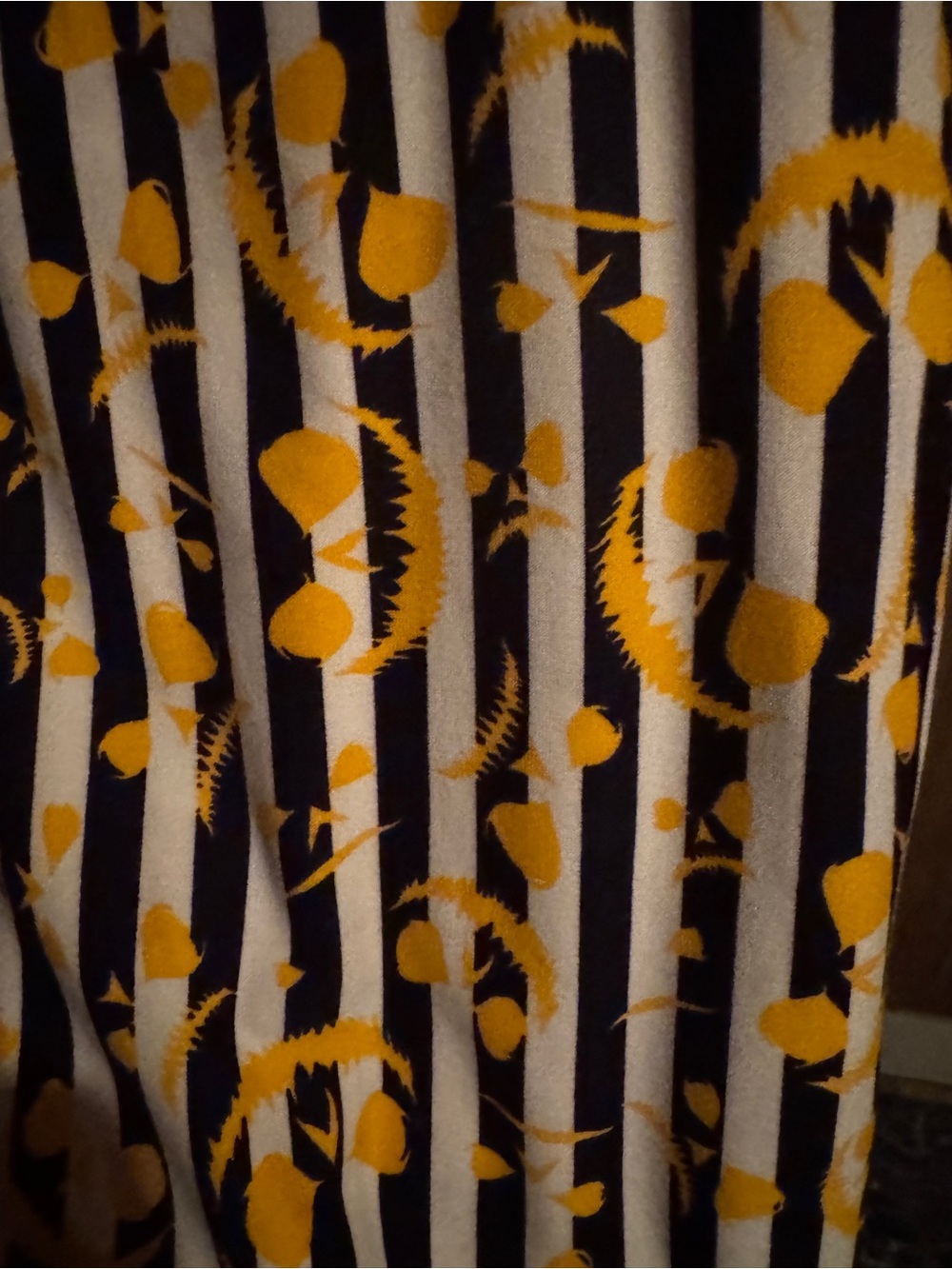 Women’s Black and White Striped Leggings with Mustard Yellow PumpkinPrint